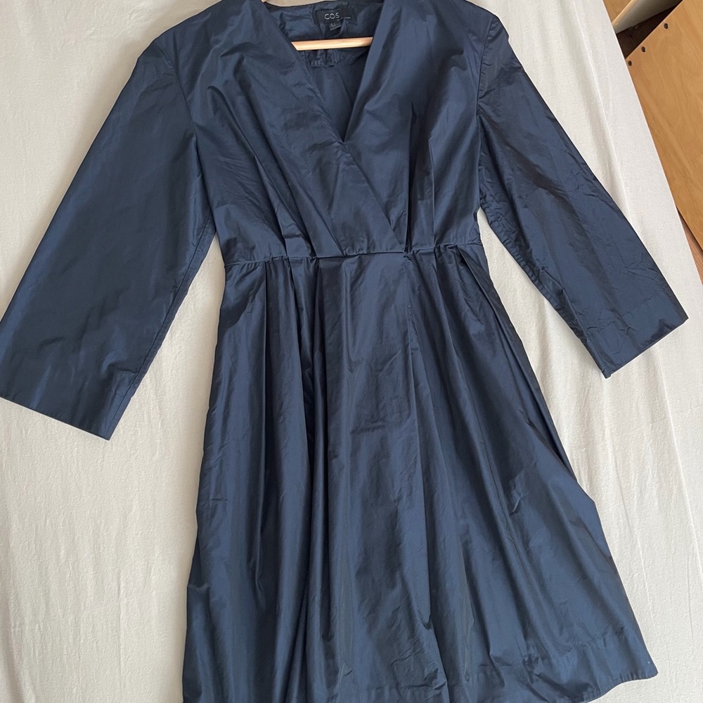 COS Elegant Long Sleeve Blue Dress